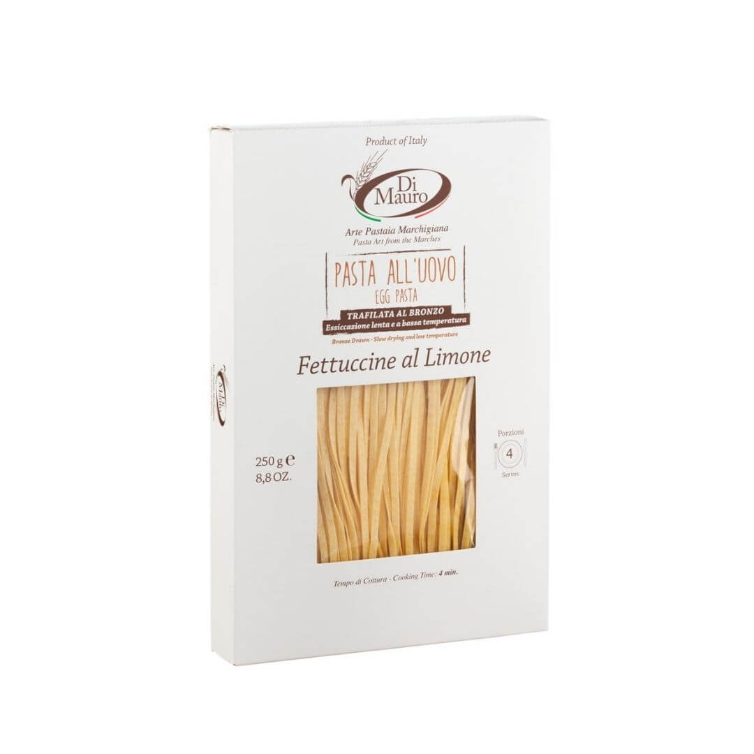 fettuccine artigianali all'uovo e limone trafilate al bronzo delle marche