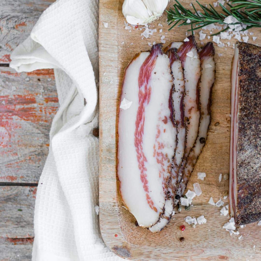guanciale stagionato artigianale di suino marchigiano