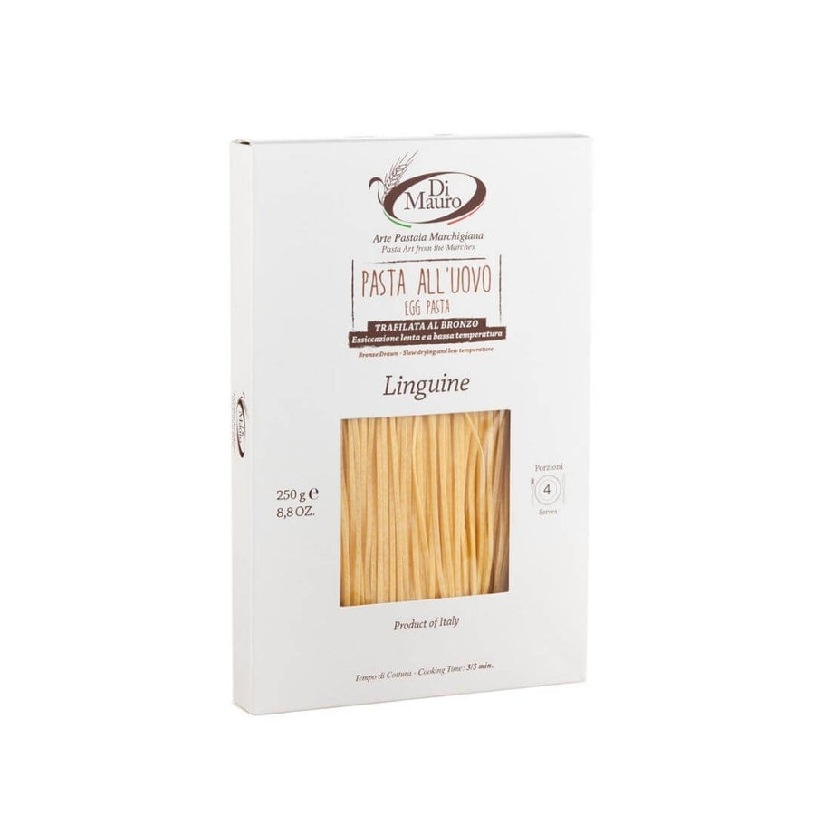 linguine artigianali all'uovo marchigiane trafilate al bronzo a bassa temperatura