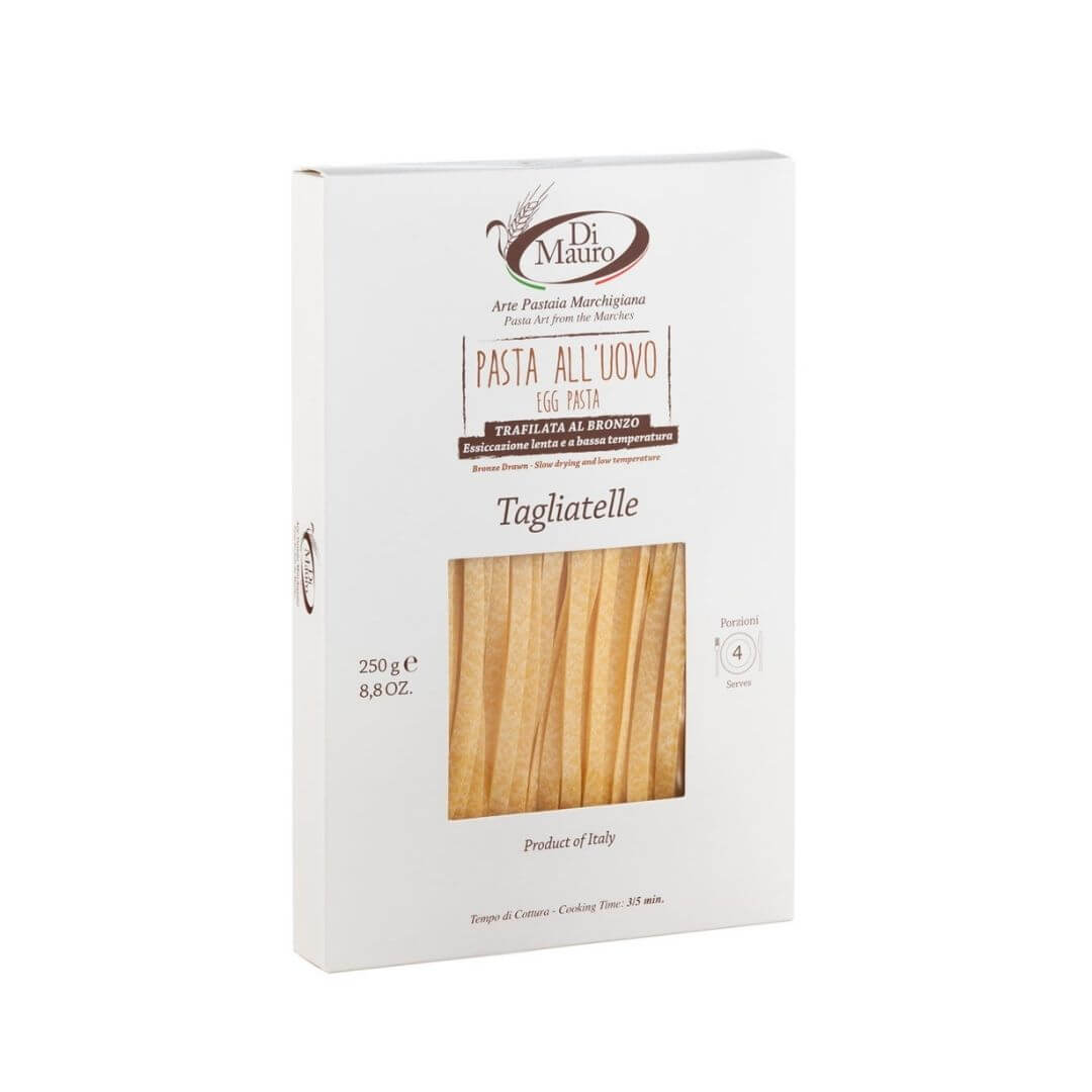 tagliatelle artigianali all'uovo delle marche trafilate al bronzo a bassa temperatura